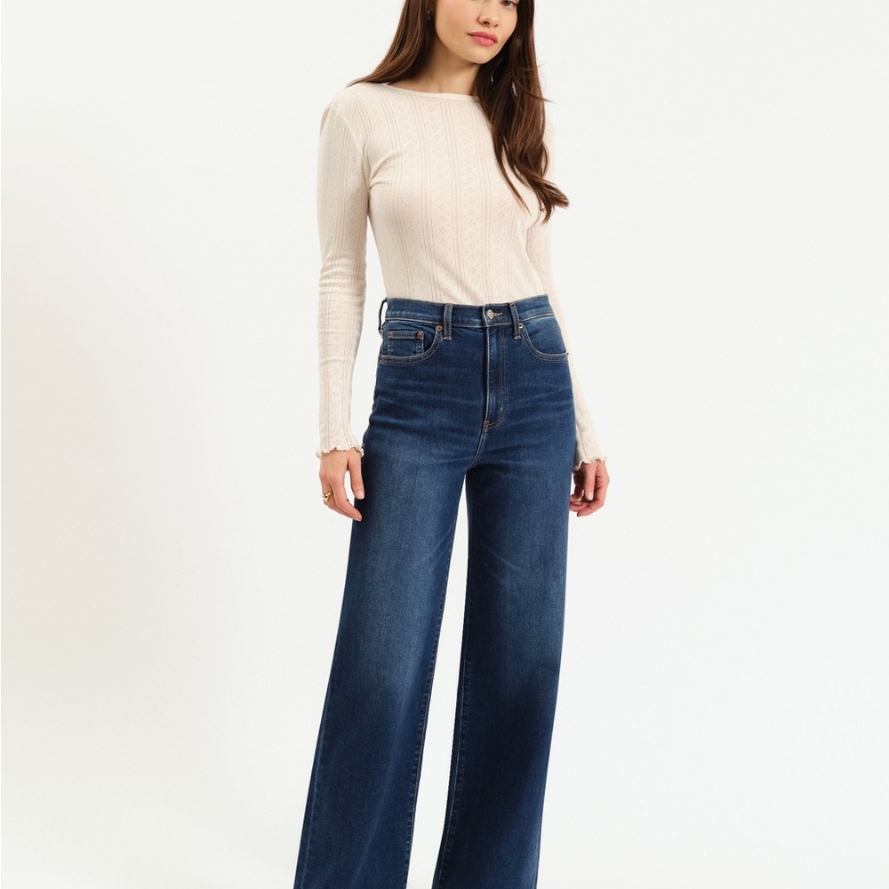 NWT DAZE Far Out Wide Leg Jeans, Dark Wash, size 24